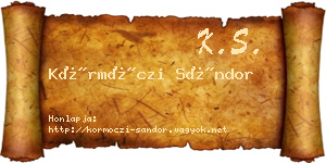 Körmöczi Sándor névjegykártya