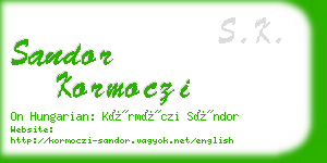 sandor kormoczi business card